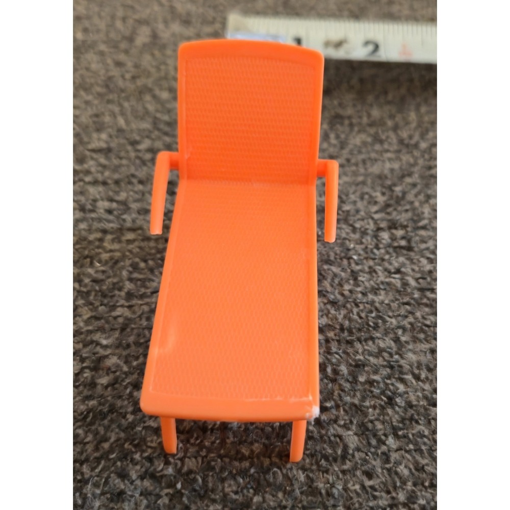Vintage Mattel Barbie Orange Chaise Lounge Chair Patio Pool Furniture 1980s